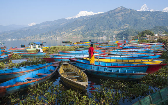 view of the lake in Pokhara