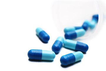 Pile of pills isolated on white