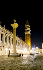 San Marco square with Campanile at night, Venice, Italy