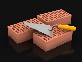 Bricks and Trowel (clipping path included)