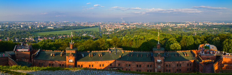 Obrazy  Panorama Krakowa z widokiem na Wawel i centrum miasta z lotu ptaka