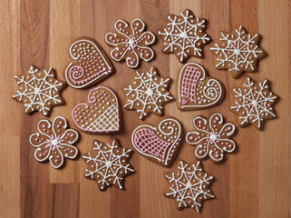 Decorated Christmas gingerbread cookies