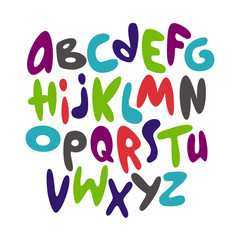 Cartoon comic graffiti font alphabet. Vector