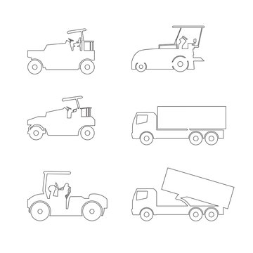 car  icon  truk line set vector Illustration on white background