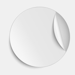 Vector round paper sticker on white background