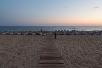 The sunset at the Cleopatra beach  in Alanya. Turkey