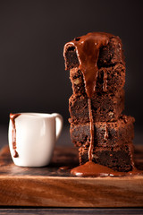 Pieces of chocolate cake brownies