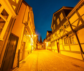 Colorful night scene in the Wolfenbuttel village