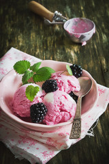 ice cream and blackberries