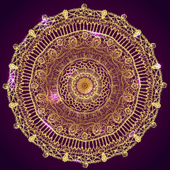 Obraz premium Vector golden lace mandala, hand drawn illustration