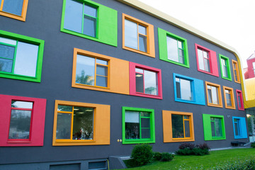 Colorful facade of building