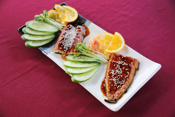 japanese food rice with eel ( unagi ) eel sushi