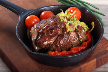 roast beef in a frying pan