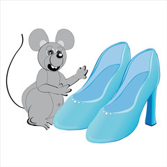 topo vicino a un paio di scarpe, isolato su sfondo bianco