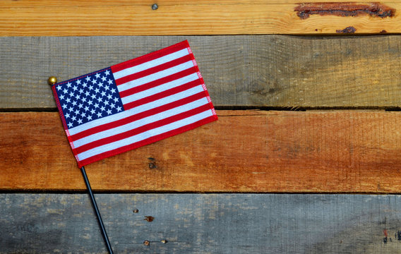 American Flag on pallet wood, 