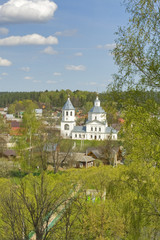 Beautiful countryside landscape with white church