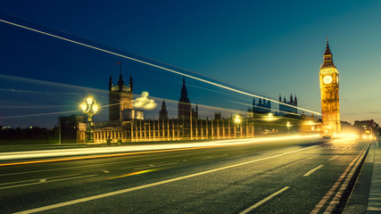 Naklejka na ściany i meble Big Ben and Houses of parliament at dusk, London, UK 