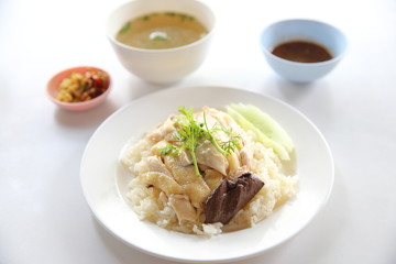 steamed chicken with rice , khao mun kai