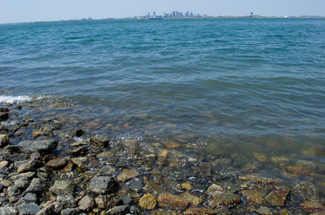 Boston city view from sea end