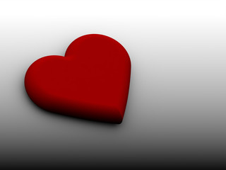 Red 3D heart on black white background
