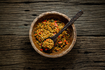 herbs. kaffir lime leaves,Pepper, garlic, coriander root