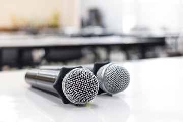 Fototapeta premium microphone in meeting or conference room