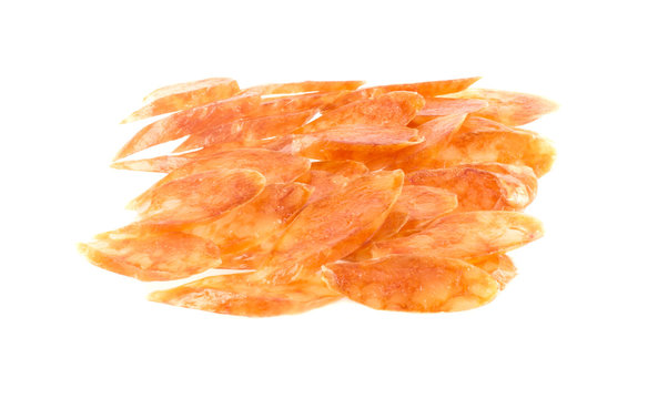 Group  of raw chinese sausages on white
