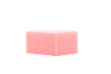 Pink Square Sponge Over White Background