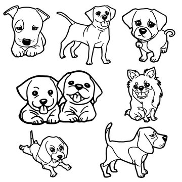 image of puppy coloring book set vector
