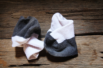 Socks on the wooden floor