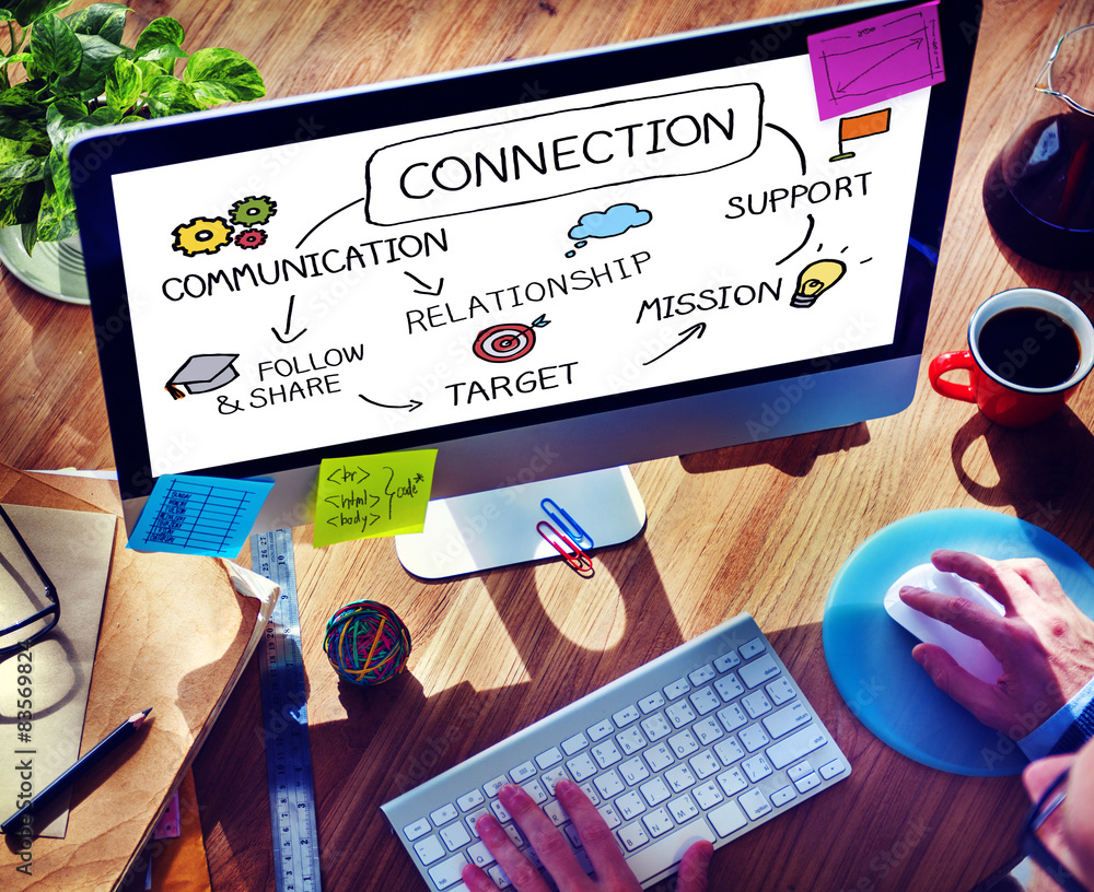 Poster connection communication networking support relationship concept
