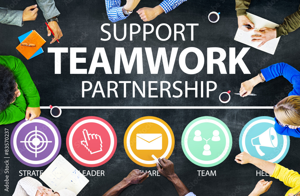 Sticker Support Teamwork Partnership Group Collaboration Concept - Stickers