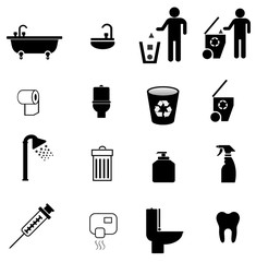 Hygiène et propreté en 16 icônes