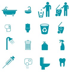 Hygiène et propreté en 16 icônes