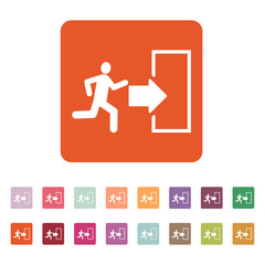The exit icon. Emergency Exit symbol. Flat