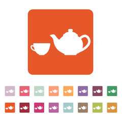 The teapot and cup icon. Tea symbol. Flat