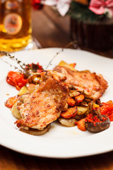 chicken with vegetables and beer