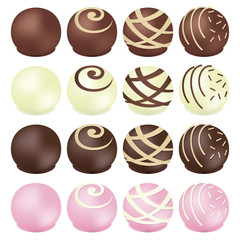 Set of sixteen decorated chocolates. - 83572297