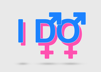 Same sex marriage concept with overlapped gender symbols