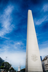 buenos aires obelisk on sunny day - obrazy, fototapety, plakaty