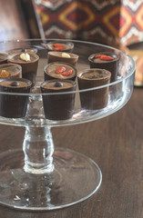 Chocolates in a luxurious glass dish