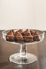 Chocolates in a luxurious glass dish