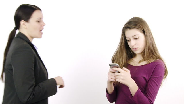 Woman furious with daughter playing with cell phone