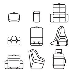 Camera bag icon set