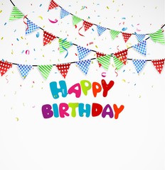 Birthday background with bunting and confetti
