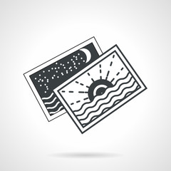 Seascape cards black line vector icon