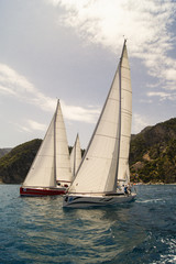 Fototapeta na wymiar three white sails