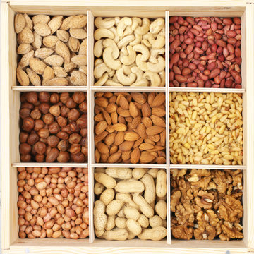 Assorted nuts in box