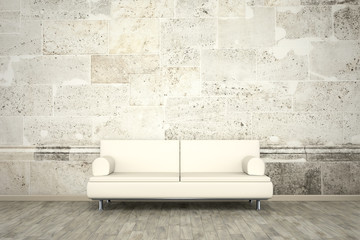 photo wall mural stone wall sofa floor © magann