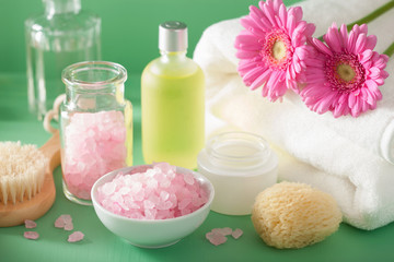 spa aromatherapy with gerbera flowers essential oil brush